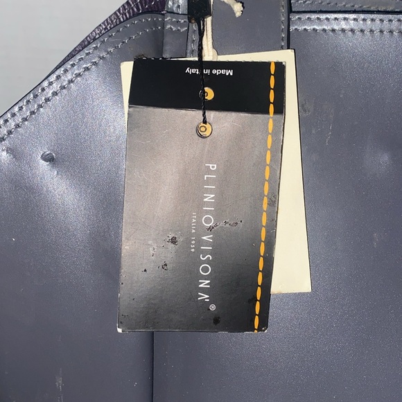 Plinio Visona Gray Purse - Leather Made in Italy - Picture 2 of 10